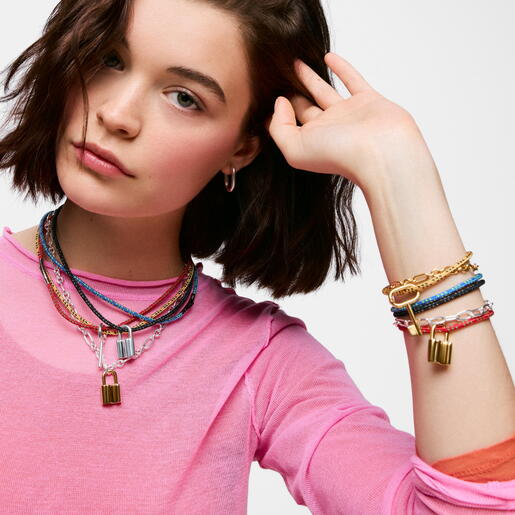 Collar con cordón negro y acero TOUS Basics