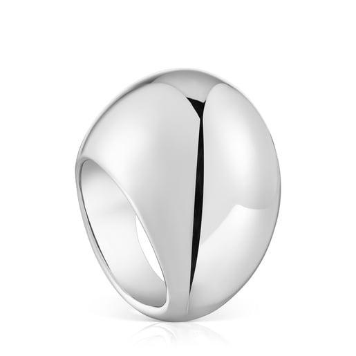 Anillo ancho de plata abombado Warm