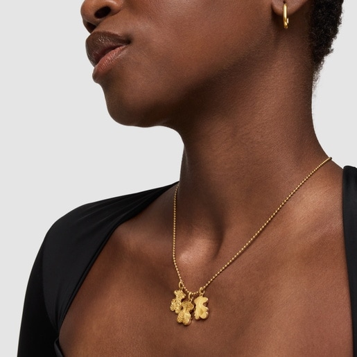 Textured bear Pendant with 18kt gold plating over silver Sweet Dolls