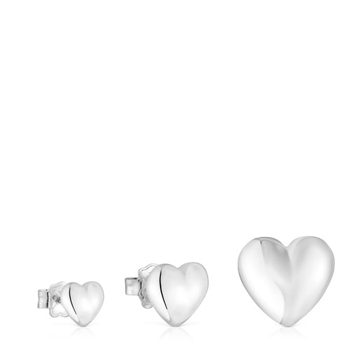 Set of silver heart Earrings Garden of Love