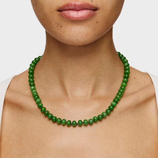 Hold Oval Choker with 18kt gold plating over silver and green quartzite