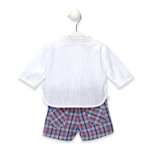 Conjunto de camisa y bermuda cuadros Plum