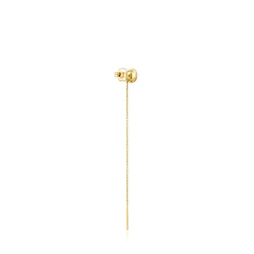 1/2 Arete largo con baño de oro 18 kt sobre plata y amatista Plump