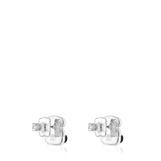 Silver Bold Bear earrings with onyx