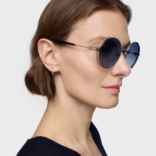 ブルー サングラス Round Metal