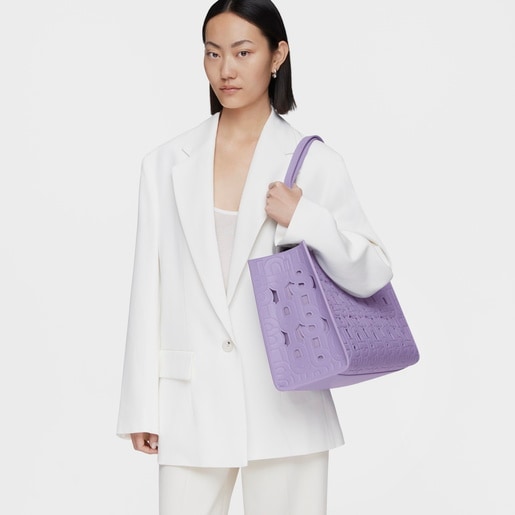 Large dark-lilac-colored Amaya Shopping bag TOUS MANIFESTO CUT