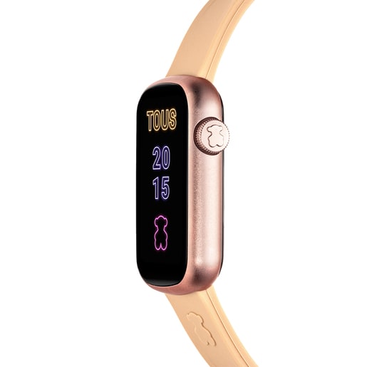 Montre smartwatch avec bracelets en nylon et en silicone rose pâle T-Band