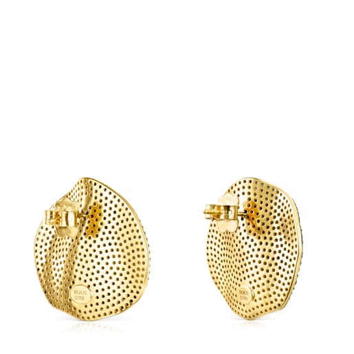 Aretes pequeños ATELIER Nenufar de Oro y Diamantes azules