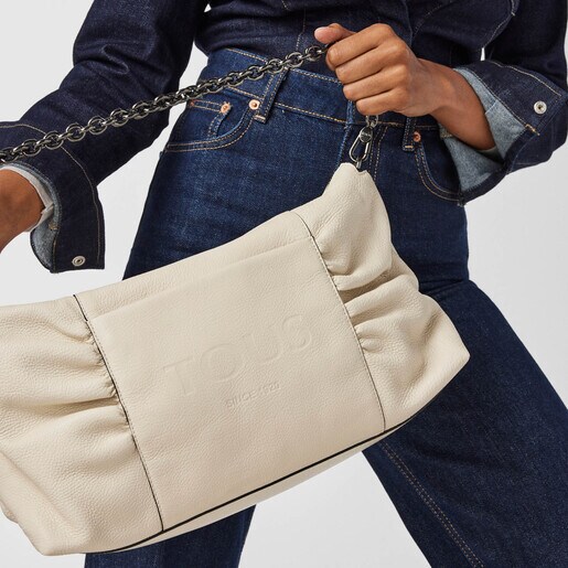 Большая бежевая сумка-кроссбоди TOUS Empire