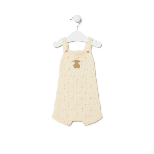 Knitted baby romper in Tricot ecru