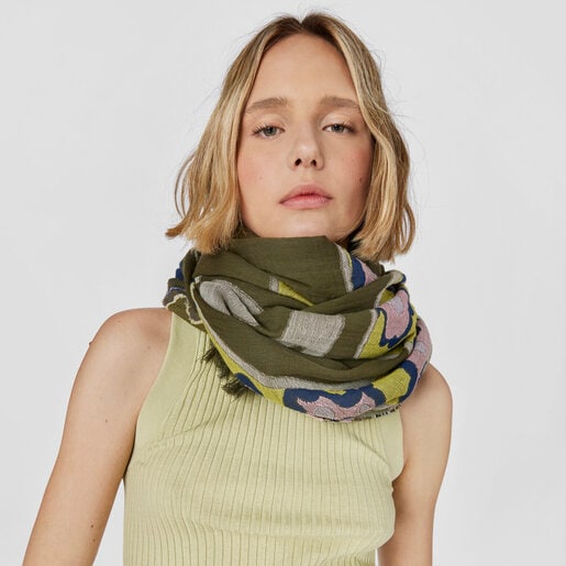 צעיף TOUS Tilsa מאריג ג'קארד בצבע חאקי