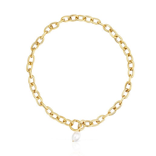 Muschel-Halskette Oceaan aus Vermeil-Silber mit Perlen