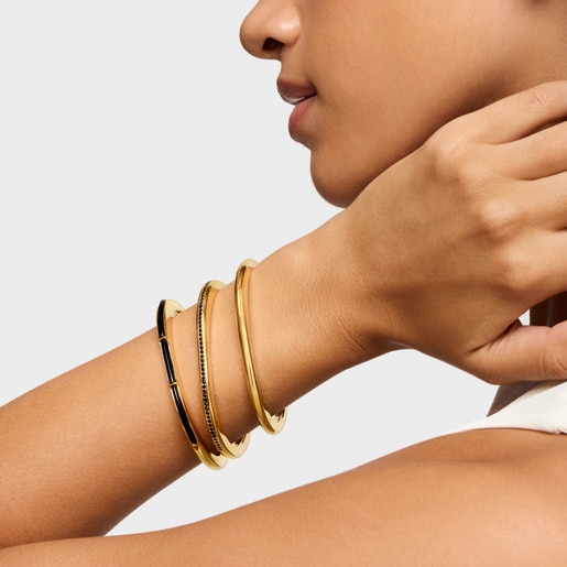 Pulsera esclava con baño de oro 18 kt sobre plata y espinelas Line