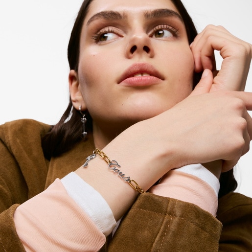 צמיד חוליות עם צ'ארם מפתח מפלדה בשני גוונים מקולקציית TOUS Charming