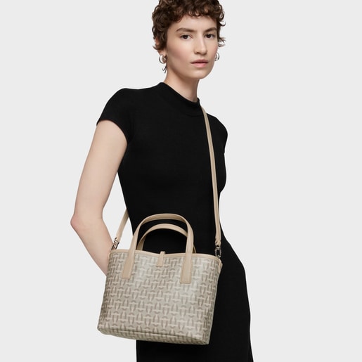 Medium sand-colored reversible Tote bag TOUS Double Way Manifesto