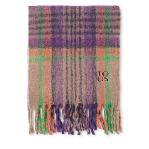 Taupe-colored TOUS Olympe Check Scarf