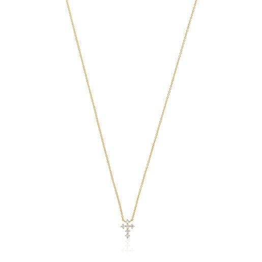 Gold Cross necklace with 0.09ct of diamonds Les Classiques | TOUS