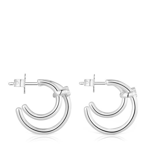 Aretes doble aro de plata Straight