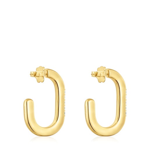 35 mm Hoop earrings with 18kt gold plating over silver and laboratory-grown diamonds Line LGD