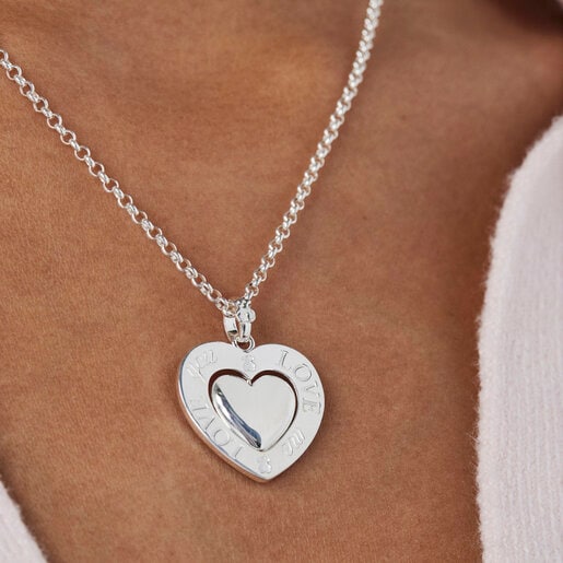 Серебряная подвеска San Valentín с вращающимся сердцем