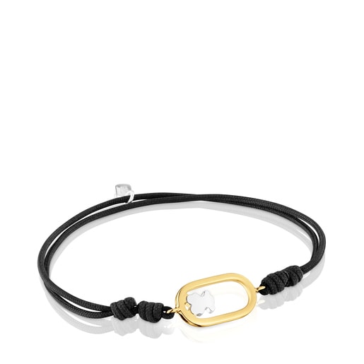 Pulsera de nylon negro bicolor Camille