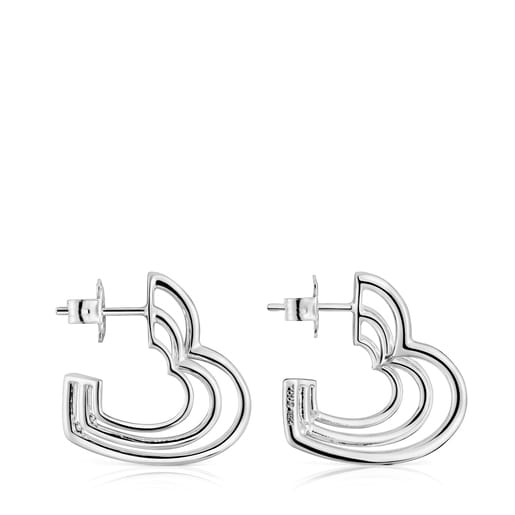 Small Bickie triple heart silver Earrings