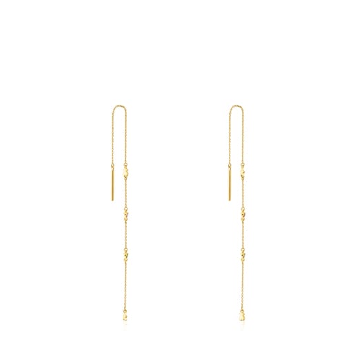 Aretes largos de oro y gemas Virtual Garden