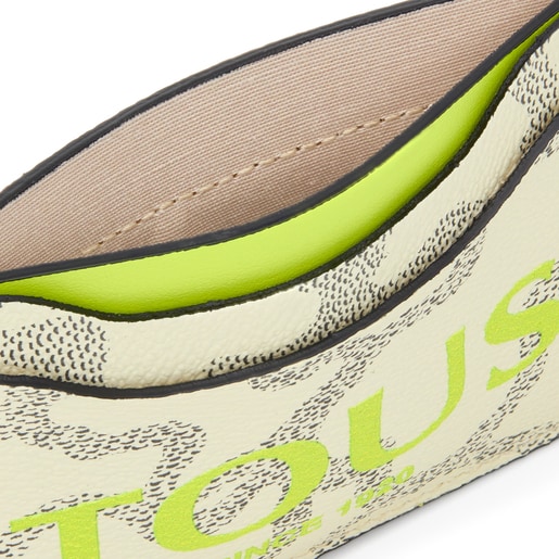 حامل بطاقات Kaos Legacy باللونين البيج والأخضر الليموني