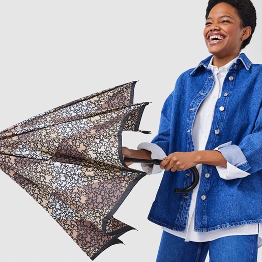 מטרייה Kaos Mini Stamp גדולה חומה