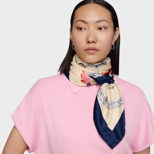 Square navy blue Scarf TOUS Manifesto