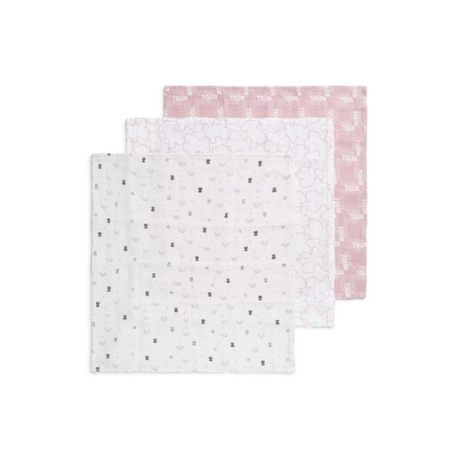 Pack de 3 mini mussolines MMuse rosa