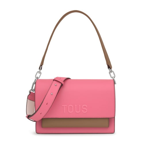 ピンクとアースカラーのミディアム・クロスボディバッグ Audree Saffiano