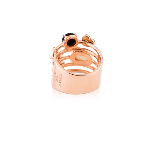 Rose Vermeil Silver TOUS Join Ring with Gemstones