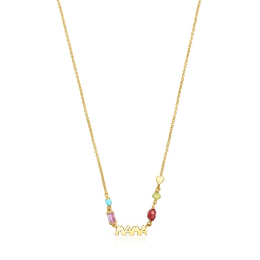 Silver Vermeil TOUS Mama Necklace with Gemstones | TOUS