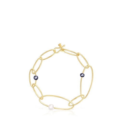 Bracelet Elipse en argent vermeil et perles de culture