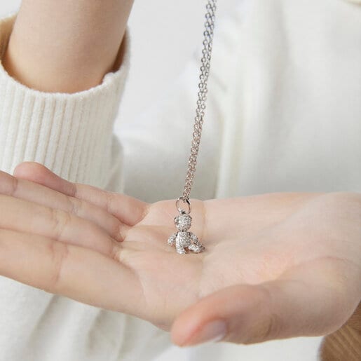 Pendentif Teddy Bear Gems en Or blanc avec Diamants