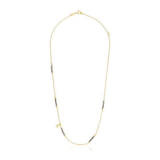 Silver vermeil Bold Bear Necklace with pyrite | TOUS