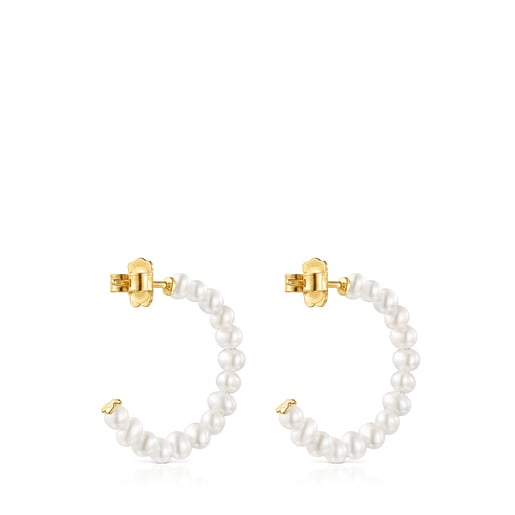 Small Gloss hoop Earrings with Pearls