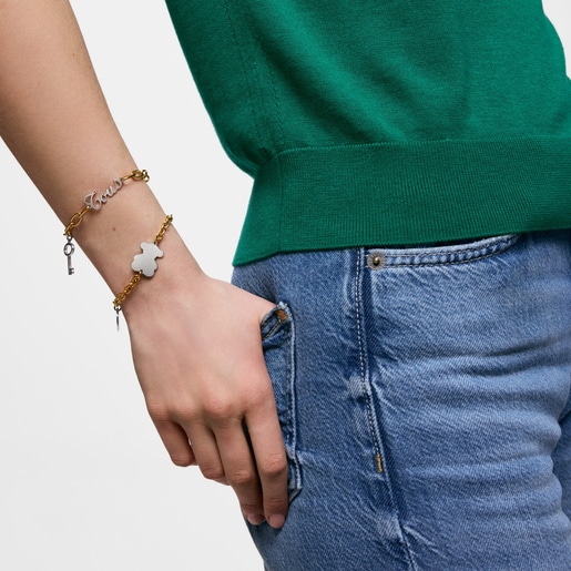 Two-tone steel Chain bracelet with bear charm TOUS Charming