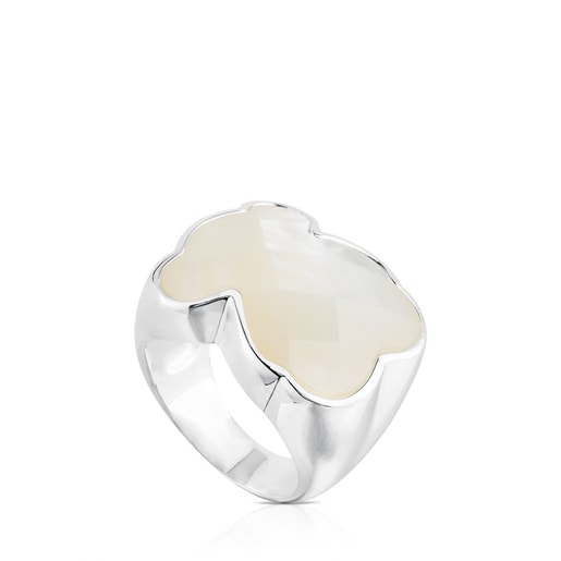 Silver TOUS Color Ring with faceted mother-of-pearl