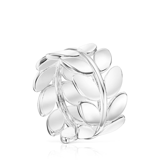 Silver Fragile Nature laurel leaf Ring