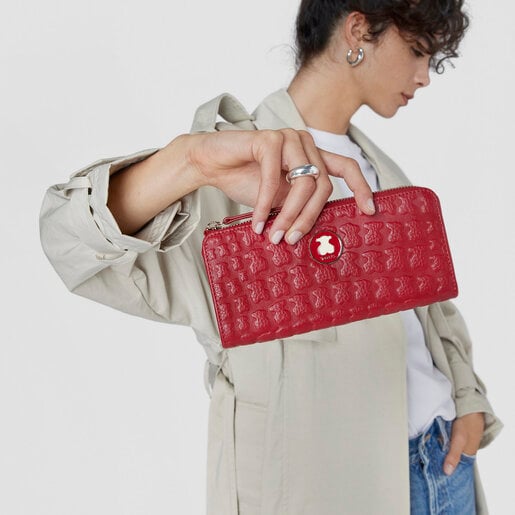 Средний красный кожаный кошелек Sherton