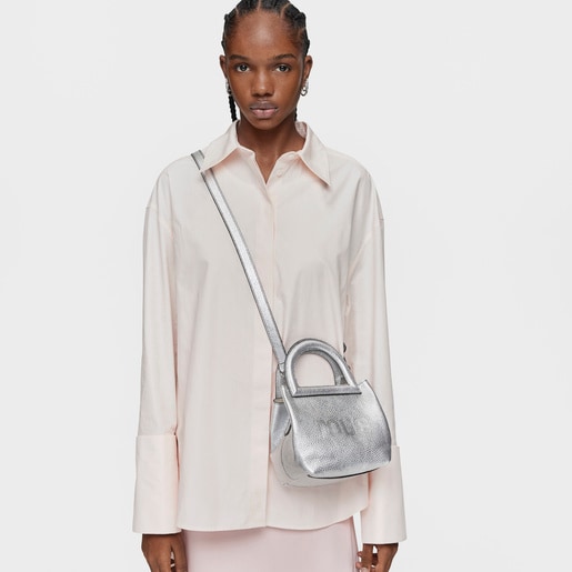 حقيبة كتف TOUS Dora صغيرة الحجم من الجلد باللون الفضي