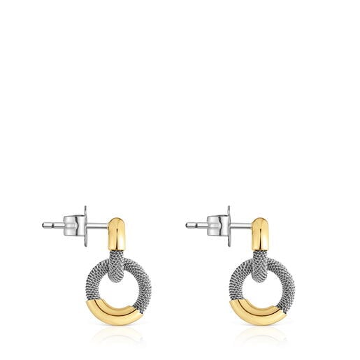 Short steel and 14kt gold Earrings TOUS Unlock