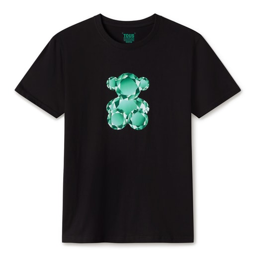 ブラック＆ターコイズのTシャツ Bear Gemstones