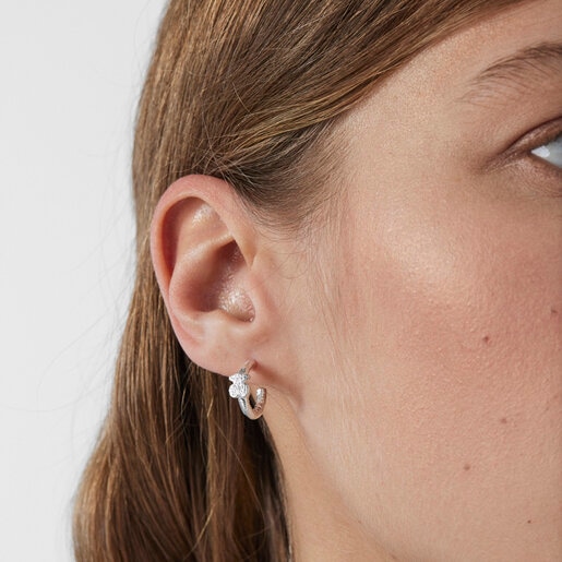 Серебряные серьги-обручи Oceaan Duna с аметистом