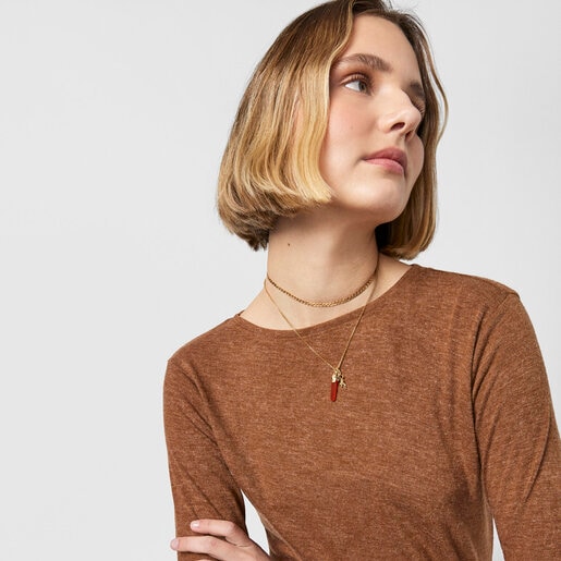 Silver vermeil Oceaan Color Pendant with carnelian