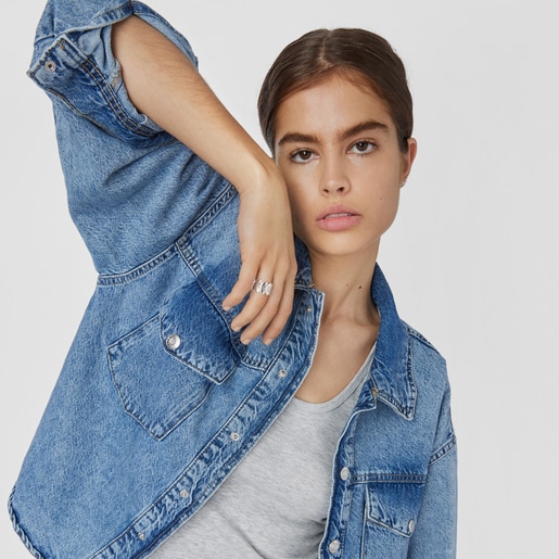 Silver Fragile Nature laurel leaf Ring