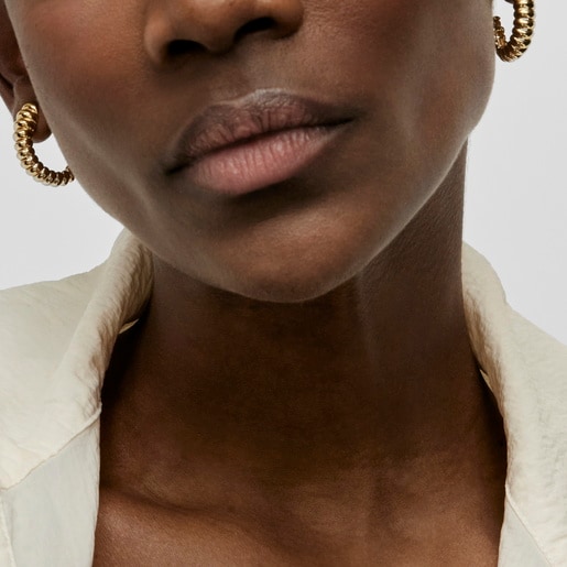 Pendientes con baño de oro 18 kt sobre plata Virtual Garden