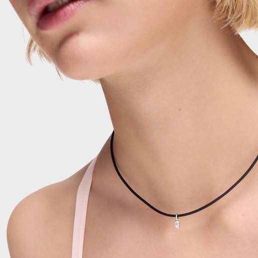 Platinum, black steel and lab-grown diamonds Necklace TOUS Mesh LGD
